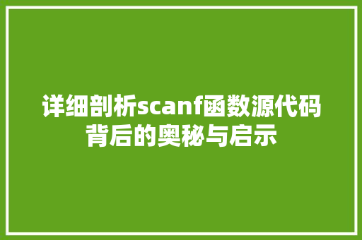 详细剖析scanf函数源代码背后的奥秘与启示