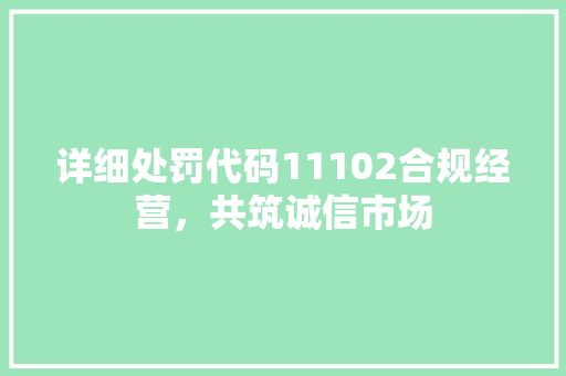 详细处罚代码11102合规经营，共筑诚信市场  第1张