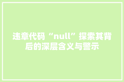 违章代码“null”探索其背后的深层含义与警示