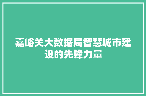 嘉峪关大数据局智慧城市建设的先锋力量