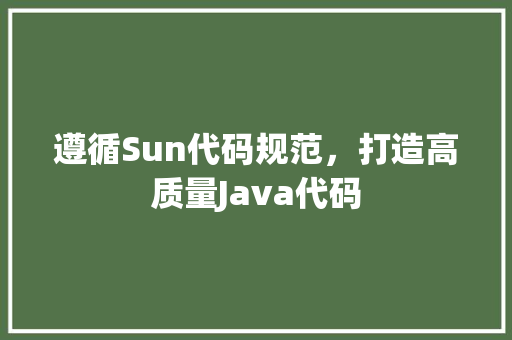 遵循Sun代码规范，打造高质量Java代码