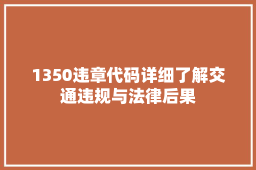 1350违章代码详细了解交通违规与法律后果