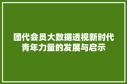 团代会员大数据透视新时代青年力量的发展与启示
