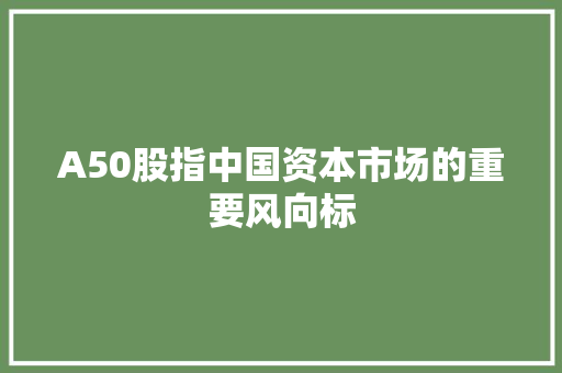 A50股指中国资本市场的重要风向标