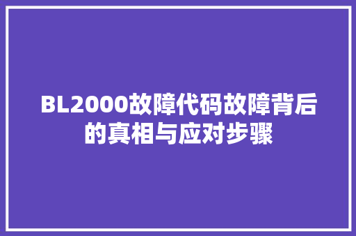 BL2000故障代码故障背后的真相与应对步骤  第1张