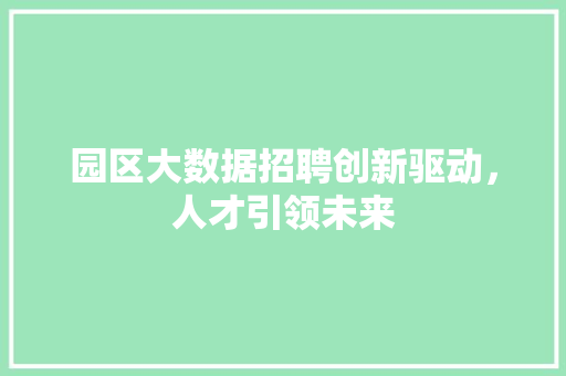 园区大数据招聘创新驱动，人才引领未来  第1张