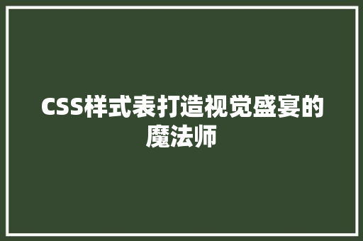 CSS样式表打造视觉盛宴的魔法师
