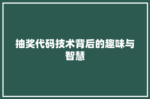 抽奖代码技术背后的趣味与智慧