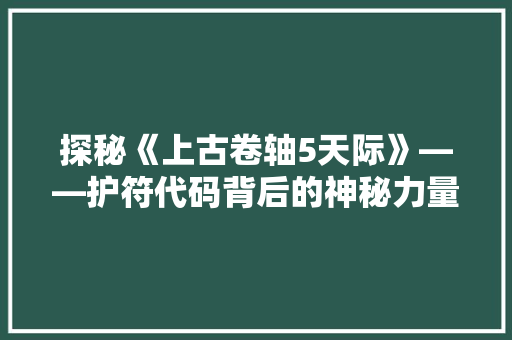 探秘《上古卷轴5天际》——护符代码背后的神秘力量  第1张
