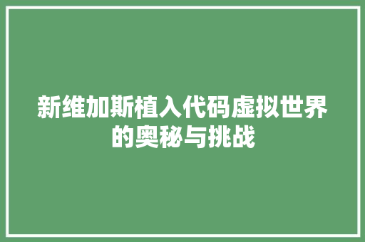 新维加斯植入代码虚拟世界的奥秘与挑战  第1张