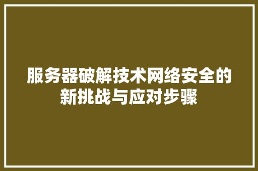 服务器破解技术网络安全的新挑战与应对步骤