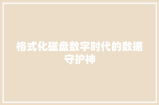 格式化磁盘数字时代的数据守护神