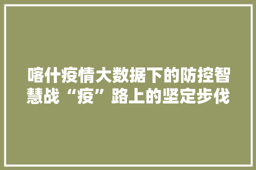 喀什疫情大数据下的防控智慧战“疫”路上的坚定步伐