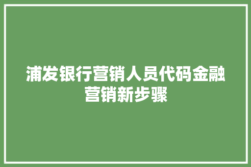 浦发银行营销人员代码金融营销新步骤