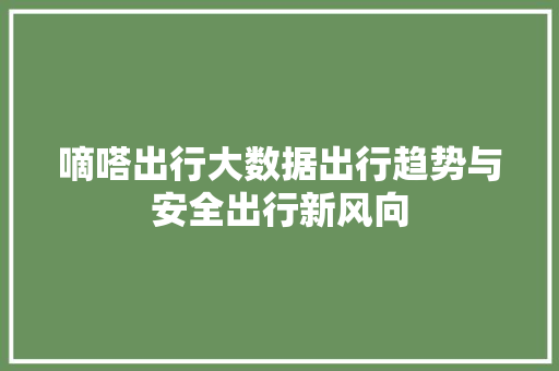 嘀嗒出行大数据出行趋势与安全出行新风向