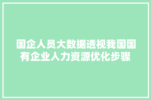 国企人员大数据透视我国国有企业人力资源优化步骤  第1张
