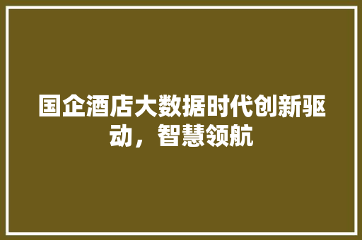 国企酒店大数据时代创新驱动，智慧领航