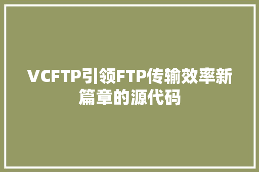 VCFTP引领FTP传输效率新篇章的源代码
