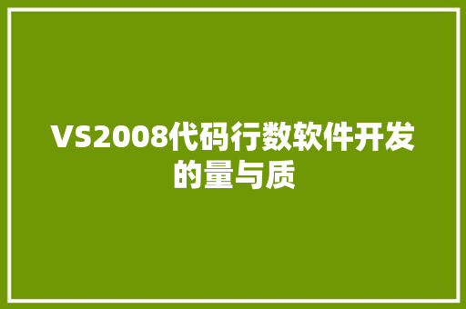 VS2008代码行数软件开发的量与质