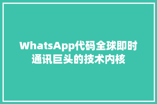 WhatsApp代码全球即时通讯巨头的技术内核