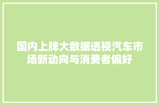 国内上牌大数据透视汽车市场新动向与消费者偏好  第1张