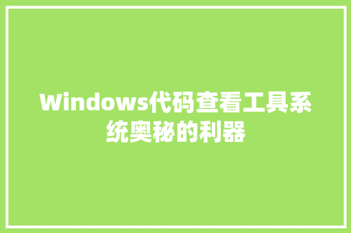 Windows代码查看工具系统奥秘的利器