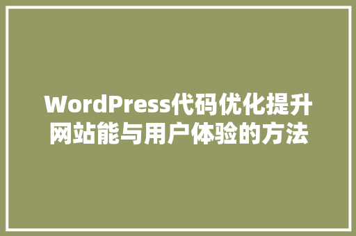 WordPress代码优化提升网站能与用户体验的方法