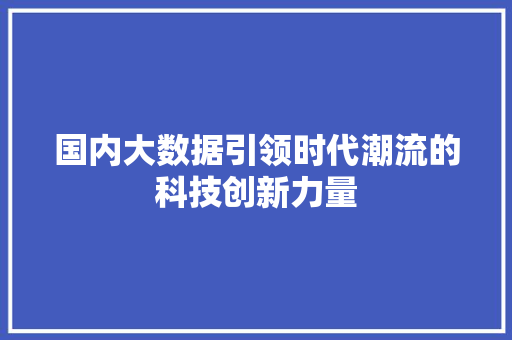 国内大数据引领时代潮流的科技创新力量  第1张