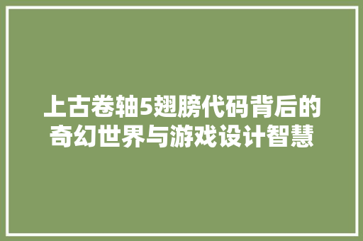 上古卷轴5翅膀代码背后的奇幻世界与游戏设计智慧