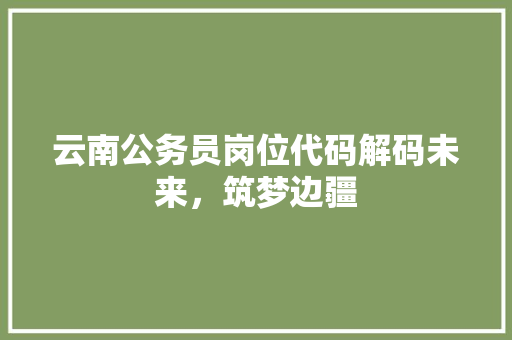 云南公务员岗位代码解码未来，筑梦边疆