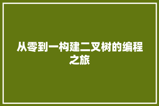 从零到一构建二叉树的编程之旅