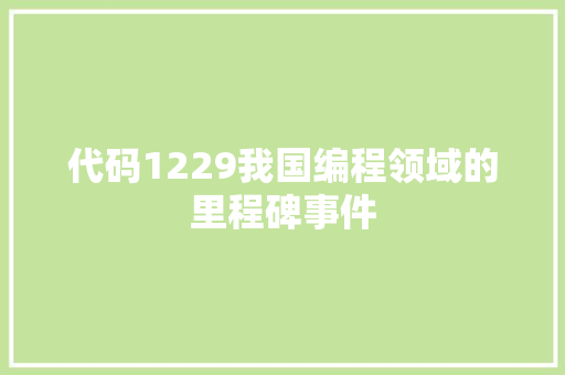 代码1229我国编程领域的里程碑事件