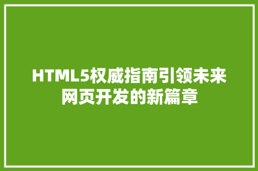 HTML5权威指南引领未来网页开发的新篇章