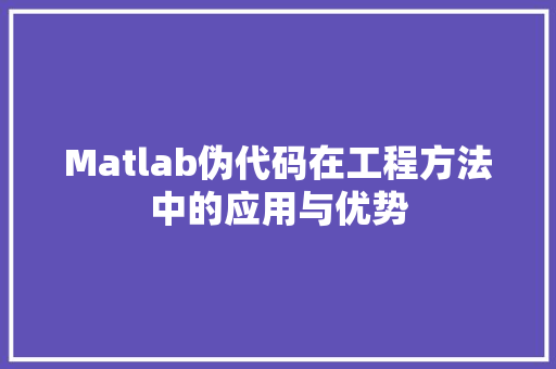 Matlab伪代码在工程方法中的应用与优势