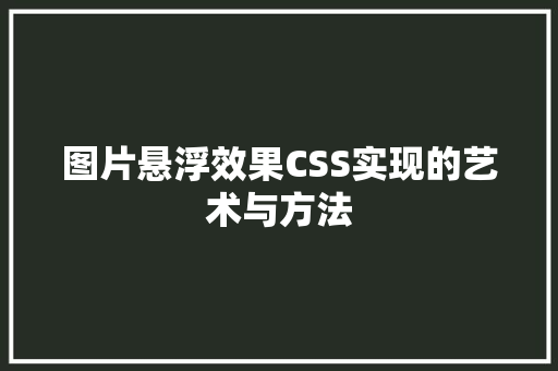 图片悬浮效果CSS实现的艺术与方法