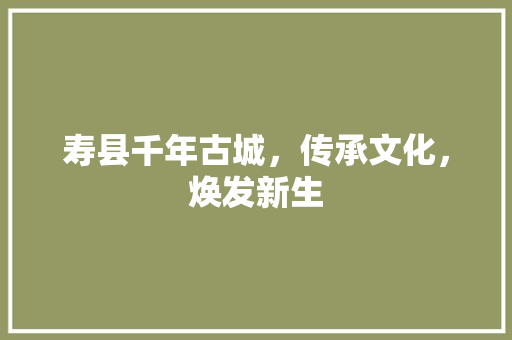 寿县千年古城，传承文化，焕发新生