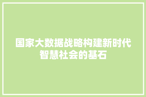 国家大数据战略构建新时代智慧社会的基石  第1张