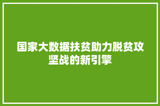 国家大数据扶贫助力脱贫攻坚战的新引擎  第1张