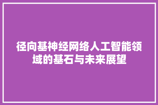径向基神经网络人工智能领域的基石与未来展望