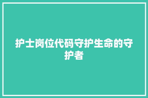 护士岗位代码守护生命的守护者