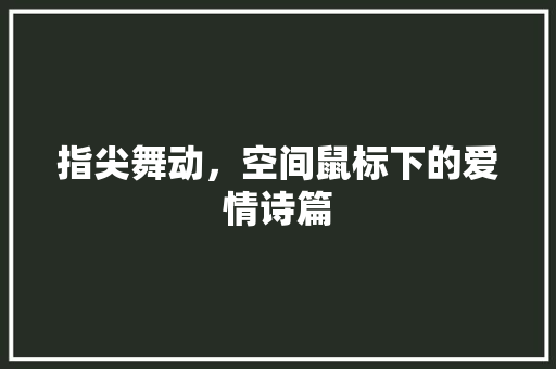 指尖舞动，空间鼠标下的爱情诗篇