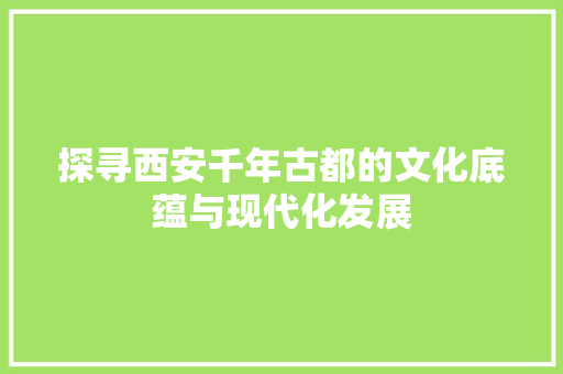 探寻西安千年古都的文化底蕴与现代化发展