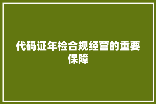 代码证年检合规经营的重要保障
