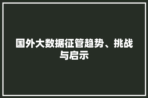 国外大数据征管趋势、挑战与启示  第1张