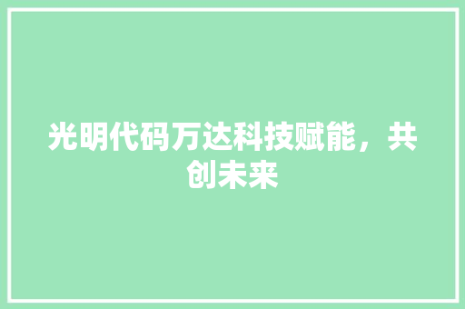 光明代码万达科技赋能，共创未来