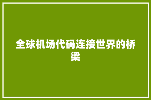 全球机场代码连接世界的桥梁  第1张