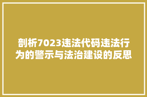 剖析7023违法代码违法行为的警示与法治建设的反思