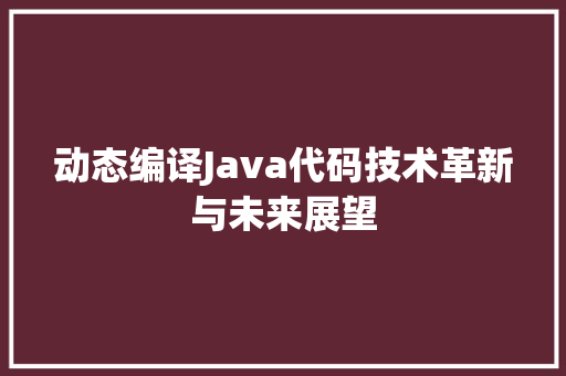 动态编译Java代码技术革新与未来展望