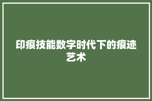 印痕技能数字时代下的痕迹艺术