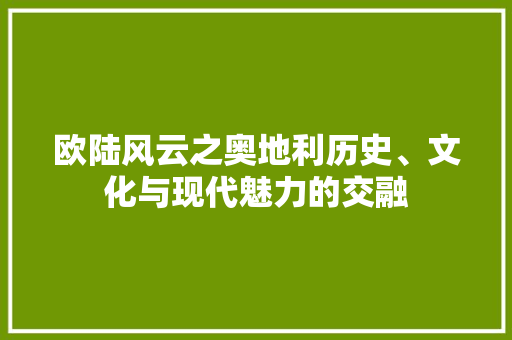 欧陆风云之奥地利历史、文化与现代魅力的交融  第1张